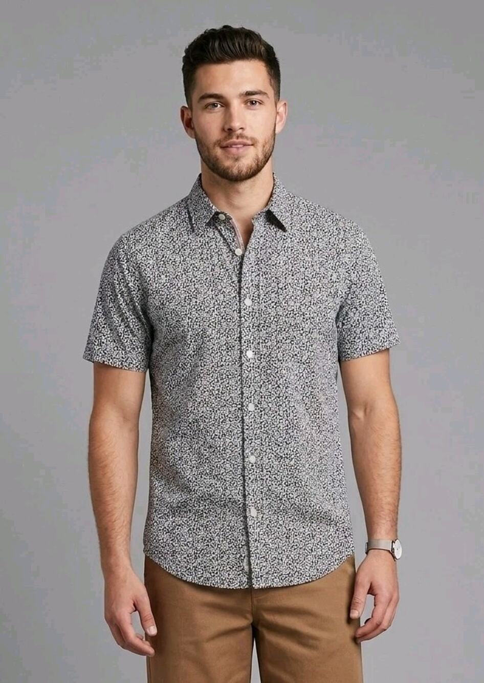 Faherty Supima Cotton Blend Blue White Floral Shirt Medium